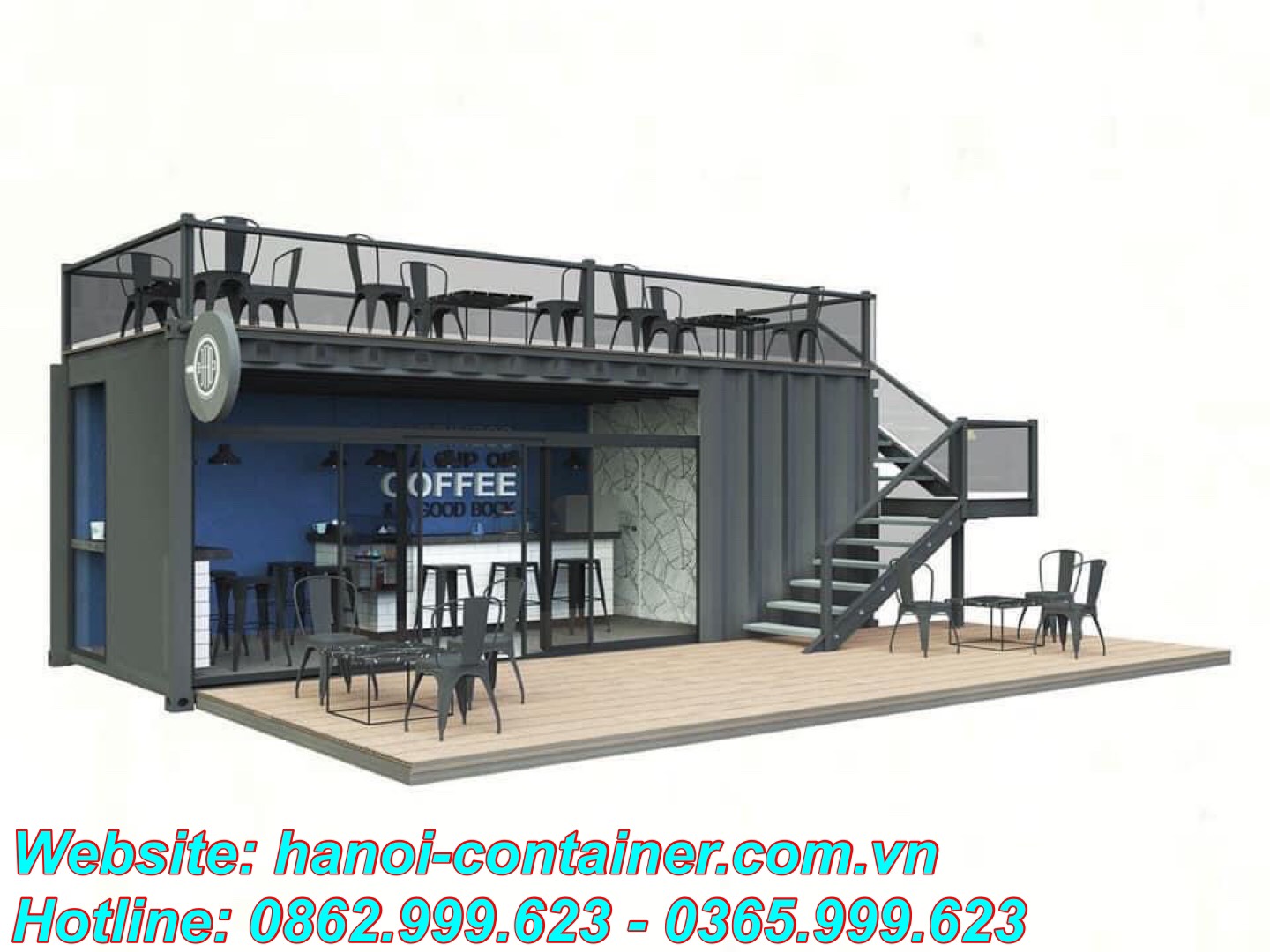 Mô hình quán cafe bằng container